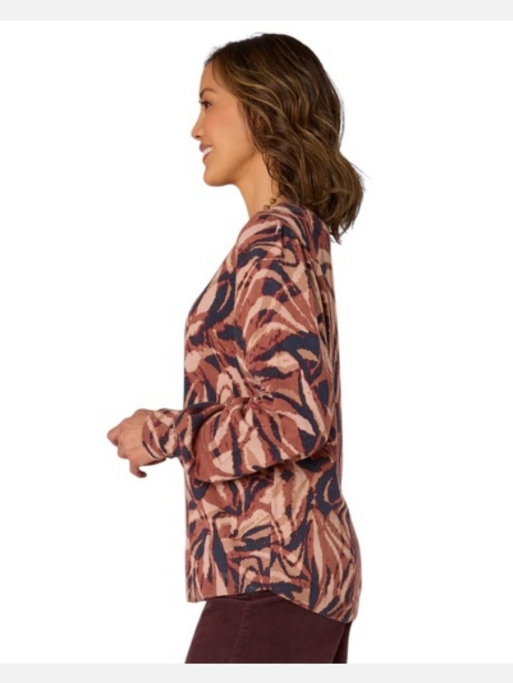 Democracy Long Sleeve Bold Print Knit Top